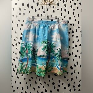 Modcloth tropical island scene midi skirt